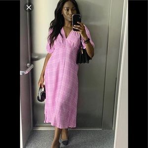 Faithfull the Brand Pink Vittoria Gingham Dress